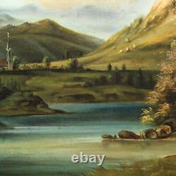 Old Landscape Painting Oil on Canvas Italy 1862