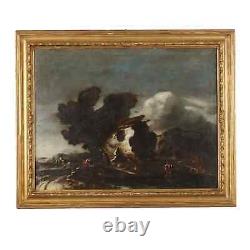 Old Landscape Painting Oil on Canvas Italy 18th Century