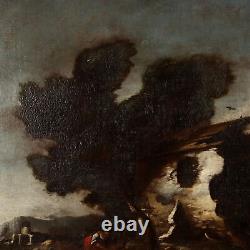 Old Landscape Painting Oil on Canvas Italy 18th Century