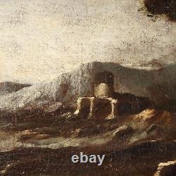 Old Landscape Painting Oil on Canvas Italy 18th Century