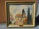 Old Landscape Painting Signed Hameau De Paix Oil On Panel 61 X 54 Cm