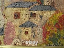 Old Landscape Painting signed Hameau de Paix Oil on Panel 61 x 54 cm