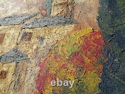 Old Landscape Painting signed Hameau de Paix Oil on Panel 61 x 54 cm