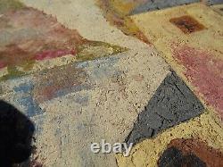 Old Landscape Painting signed Hameau de Paix Oil on Panel 61 x 54 cm