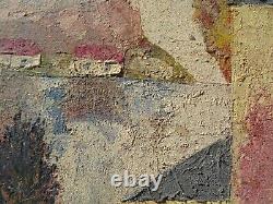 Old Landscape Painting signed Hameau de Paix Oil on Panel 61 x 54 cm