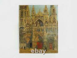 Old Large Oil On Canvas A. Horel (albert Horel) Cathedral Of Toul