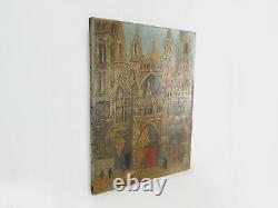 Old Large Oil On Canvas A. Horel (albert Horel) Cathedral Of Toul