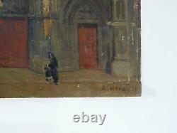 Old Large Oil On Canvas A. Horel (albert Horel) Cathedral Of Toul