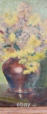 Old Large Oil Painting On Canvas Bouquet Of Flowers