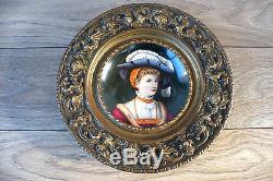 Old Miniature Oil Painting Portrait On Porcelain Nineteenth Century 3