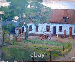 Old OIL on C. The Small Farm Signed M. (Maurice) AIME 1877-1956 DOUAI