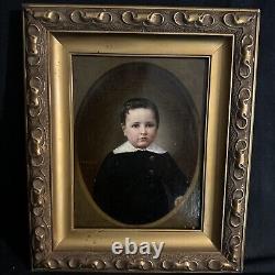 Old Oil/Canvas Louis Joseph Digout XIXth Century Portrait of a Child