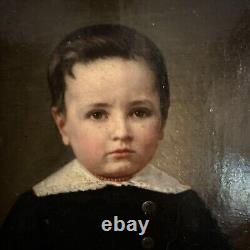 Old Oil/Canvas Louis Joseph Digout XIXth Century Portrait of a Child