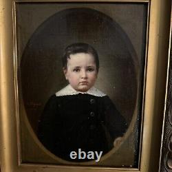 Old Oil/Canvas Louis Joseph Digout XIXth Century Portrait of a Child