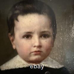 Old Oil/Canvas Louis Joseph Digout XIXth Century Portrait of a Child
