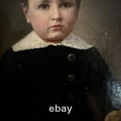 Old Oil/Canvas Louis Joseph Digout XIXth Century Portrait of a Child