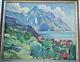 Old. Oil On Canvas Mountain Switzerland, Signed. Hodler School