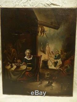 Old Oil On Canvas On Witchcraft