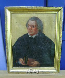 Old Oil On Canvas Painting Of A Man Manages Notable Early Nineteenth N3081