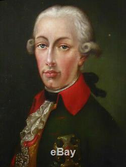 Old Oil On Canvas Portrait Of Emperor Joseph II Of Austria Xixe Roi