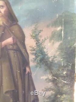 Old Oil On Canvas Saint Dosithee Late 18th Century