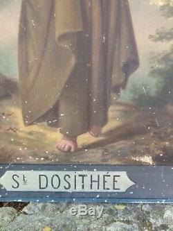 Old Oil On Canvas Saint Dosithee Late 18th Century