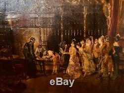 Old Oil On Canvas. Salon Scene. From Workshop Fortuny (1838-1874)