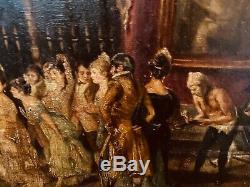 Old Oil On Canvas. Salon Scene. From Workshop Fortuny (1838-1874)