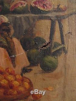 Old Oil On Canvas Signed B. M Lesbrot Provencal Painter Dated 1908