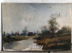 Old Oil On Canvas Signed Godchaux Landscape Champeter 19th 92 X 65 CM