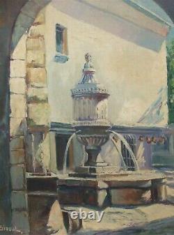 Old Oil On Canvas Signed Sirval Fountain Peyra In Vence