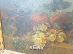 Old Oil On Canvas Still Life XIX Grapes French School
