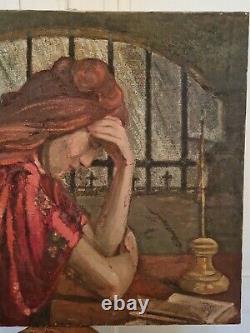 Old Oil On Canvas, Woman Pensive