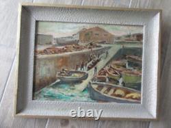 Old Oil Painting Camaret-sur-Mer Signed Chevalier Finistère Breton 1900