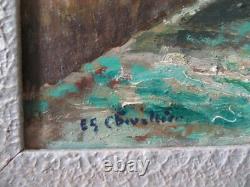 Old Oil Painting Camaret-sur-Mer Signed Chevalier Finistère Breton 1900