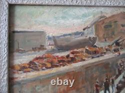 Old Oil Painting Camaret-sur-Mer Signed Chevalier Finistère Breton 1900