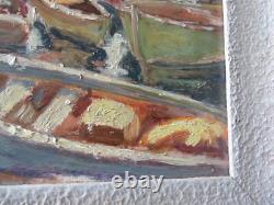 Old Oil Painting Camaret-sur-Mer Signed Chevalier Finistère Breton 1900