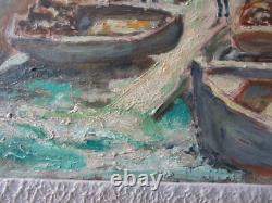 Old Oil Painting Camaret-sur-Mer Signed Chevalier Finistère Breton 1900