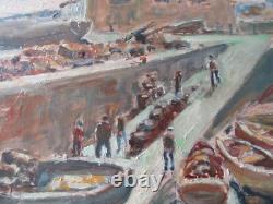 Old Oil Painting Camaret-sur-Mer Signed Chevalier Finistère Breton 1900