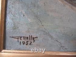 Old Oil Painting, Camaret-sur-Mer, Signed Genettes, 1952, Oil on Canvas