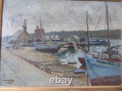 Old Oil Painting, Camaret-sur-Mer, Signed Genettes, 1952, Oil on Canvas