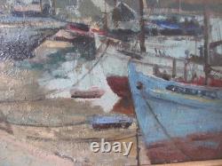 Old Oil Painting, Camaret-sur-Mer, Signed Genettes, 1952, Oil on Canvas