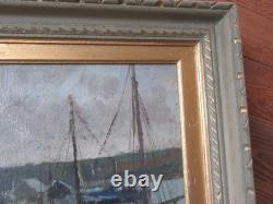 Old Oil Painting, Camaret-sur-Mer, Signed Genettes, 1952, Oil on Canvas