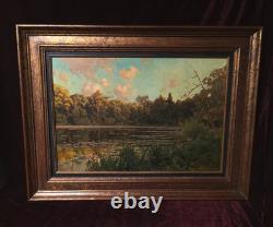 Old Oil Painting, French Barbizon School, 19th Century, Gilded Wooden Frame