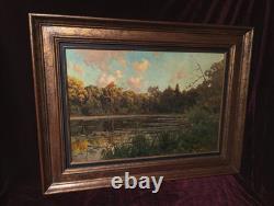 Old Oil Painting, French Barbizon School, 19th Century, Gilded Wooden Frame