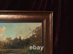Old Oil Painting, French Barbizon School, 19th Century, Gilded Wooden Frame