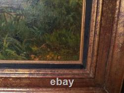 Old Oil Painting, French Barbizon School, 19th Century, Gilded Wooden Frame