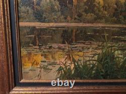 Old Oil Painting, French Barbizon School, 19th Century, Gilded Wooden Frame