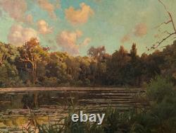 Old Oil Painting, French Barbizon School, 19th Century, Gilded Wooden Frame