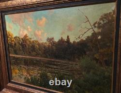 Old Oil Painting, French Barbizon School, 19th Century, Gilded Wooden Frame